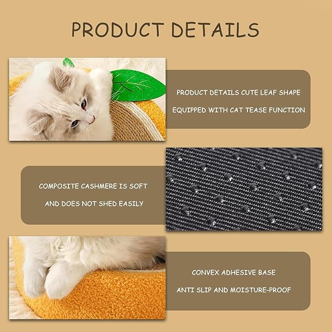 Fruit Cat Scratcher, Cat Fruit Scratcher, Fruit Shaped Cat Scratcher, Orange Round Cat Bed, Wear-Resistant Sisal Cat Supplies,to Meet The Cat's Nature of Grinding and Scratching (Avocado)