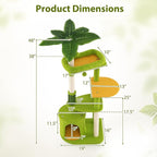 PETSITE Palm Cute Cat Tree, 48 Inches Tall with Sisal Scratching Posts, Condo, Dangling Ball, and Self Groomer, Ideal for Indoor Small & Medium Cats (19 x 16 x 48 inches)