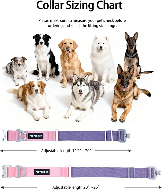 Heavy Duty Tactical Dog Collar,Metal Buckle Quick Release Collar for Large Dogs,1700 LB Strength Tested,Dual Color Nylon Collar for Walking,Training & Hunting