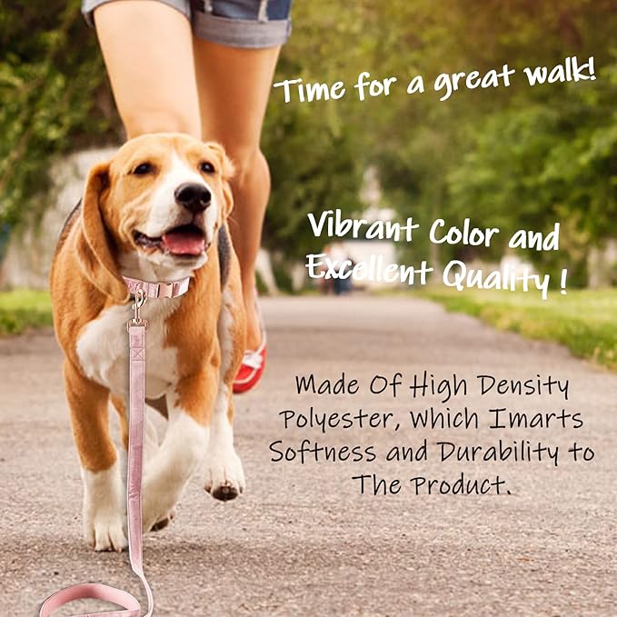 Bubblepup Velvet Dog Collar and Leash Set, Dog Collars for Small Medium Large Dogs Leash for Training & Walking
