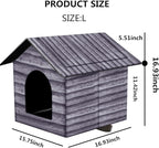 Outdoor Cat House Cat House for Outdoor and Indoor Use - Waterproof Shelter for Cats, Dogs, and Feral Animals (Grey Wood Color, Large)