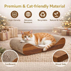 FluffyDream Cat Scratcher Cardboard Lounge Bed, Cat Scratching Pad, Pet Lounger (Bone)