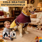 Waterproof Dog Winter Coat, Reflective Turtleneck Fleece Jacket with Snow Protection for Large Dogs, Cold Weather Pet Clothing (Yellow, 5XL)