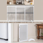 Freestanding Pet Dog Gate 36 Inch Foldable Fence Indoor 3 Panel Extra Wide Wooden Dog Door for Stairs Hallways Doorways