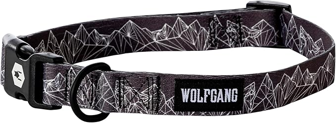 Wolfgang Heavy Duty, Adjustable Dog Collar with Quick Release Nylon Buckle for Walking & Training, WolfMountain Print, Small