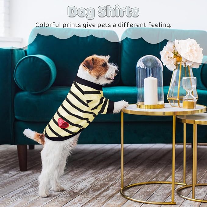 Dog Striped T-Shirts for Small Dogs Cats, Dog Vest Pet Apparel Tee Shirts Spring Summer Suitable for Small and Medium Large Pets French Bulldog Bichon, Rose XS