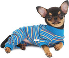 LOPHIPETS Dog Pajama Onesie for Small Teacup Chihuahua Yorkie Puppy Cat Clothes Apparel-Blue/XS
