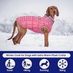 FUAMEY Dog Coat for Small Dogs,Waterproof Dog Winter Jacket with Harness Built in Puppy Cold Weather Coats Reflective Pet Vest with Zipper Warm Fleece Dogs Snowsuit Windproof Rose Plaid S