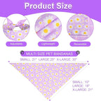 Spring Dog Bandanas Girl XLarge 2PCS, Purple Pink Daisy Summer Scarf, Durable Triangle Reversible Spring Bibs Handkerchief for Puppy Pet
