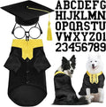 5 Pcs Dog Graduation Costume Set Include 2026 Pet Graduation Gown with Stole Puppy Grad Cap Lensless Glasses DIY Letter Stickers for Dogs Cats Holiday Costume Accessory(Black Yellow,XL)