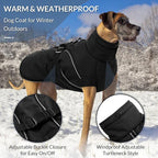 Queenmore Winter Dog Coat Warm Dog Jacket Vest Waterproof Puffer Fleece Snowsuit Adjustable Buckle Leash Hole Reflective Cold Weather Parka for Small Medium Large Dogs Girl Boy Black S