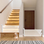 2 Packs Retractable Short Dog Gate - Small Puppy Mesh Safety Pet Gates Doggy Door for Doorways Stairs Kitchen Hallways Indoor, 14" Tall, Extends up to 59" Wide, White