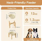 Ceramic 1.2 Cup Dog Raised Slow Feeder Set, Elevated Bowl with Wooden Stand for Medium and Small Dog, 7.3inch Slow Feeder Dish for Fast Easters (Light Yellow, Single Bowl+ Stand)