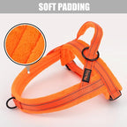 Didog Soft Flannel Padded Dog Vest Harness, No Pull/Quick Fit Reflective Dog Strap Harness, Easy for Training Walking (M:Chest 22-26", Orange)