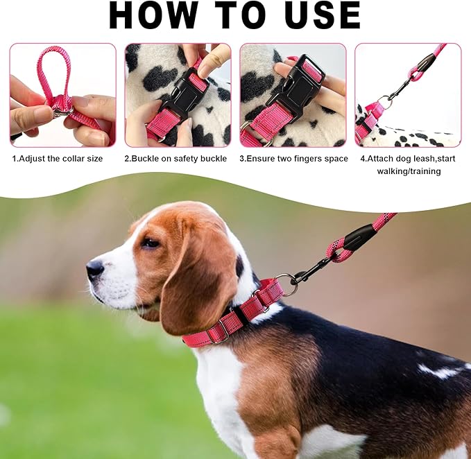 Martingale Collar for Dogs,Reflective Martingale Dog Collars with Quick Release Buckle,Adjustable Nylon No Pull Dog Collar for Dogs Walking Training (Orange, Large)