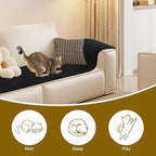 FHTONGE 71x15.8 Thickened Cat Wall Climbing Carpet with 16 Fixed Nails, Extra Large Tall Cat Scratch Pad for Wall, Wall Mounted Climbing Cat Scratcher for Furniture Couch Sofa Protector(Pure Black)