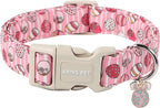 ARING PET Easter Eggs Dog Collar, Cute Adjustable Pink Striped Pet Collar with Quick Release Buckle for Dogs-S