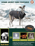 SPACE LION Dog Puffer Jacket, Down Winter Coat, Durable Outdoor Coat for Cold and Windy Conditions, Lightweight & Adjustable Fit Coats for Small & Medium Dogs, (Onyx Black, Size 12 Gift Box)