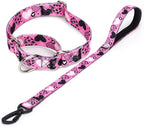 Martingale Collar and Leash Set, Premium No Slip Martingale Collar for Dogs Medium Large, Girl Dog Collars Training (NO16, M)