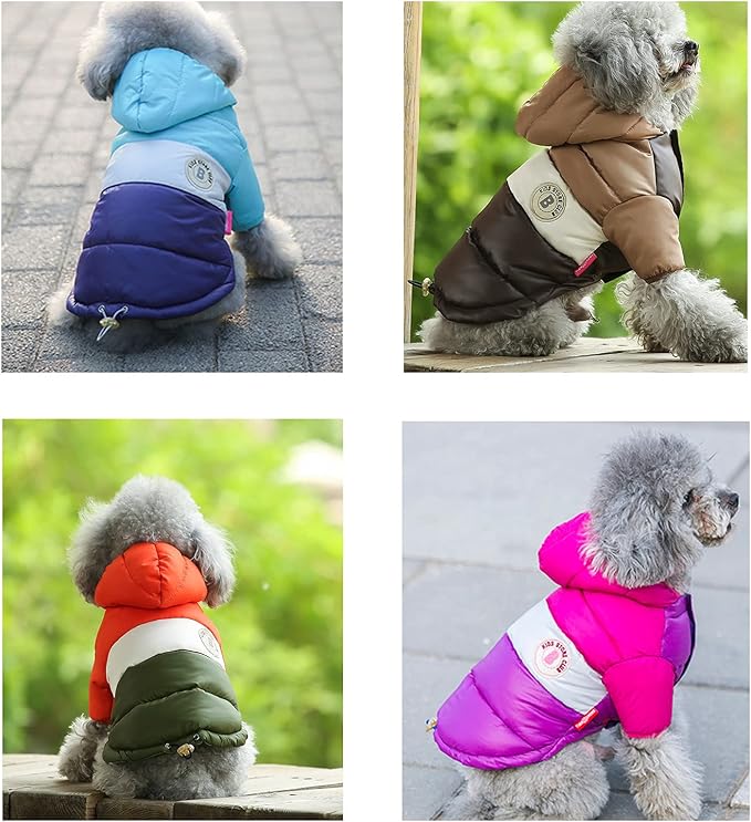 Dog Winter Coat for Small Dogs, Green XL, Cotton Blend, Zipper Closure, Hooded Neck, Unisex, Solid, Christmas, Comfortable & Warm, Hand Wash Only, 1 Count, Dog Coat