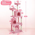 Topeakmart 70.5in Cat Tree, Cat Furniture with 2 Condos & 2 Foam-Padded Perches & Scratching Post & Fur Ball, Cat Tower for Indoor Cats