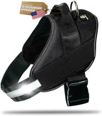 Dog Harness with Patch Panels, No Choke, Reflective, Adjustable, Soft Padded Dog Vest Harness with Easy Control Handle for Growing Puppy Size Dog, Black, XS