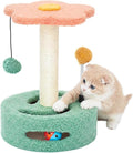 Cat Scratching Post 13.98" H, Flower-Shaped Small Cat Tree with Sisal Scratcher, Interactive Hanging Ball & Track Ball Toy, Easy Assembly Kitten Activity Center for Indoor Cats, Protect Furniture
