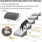 40D Dog Ramp for Stairs for Small & Senior Dogs and Cats – Non-Slip Stair Ramp for Dogs with Gentle Slope, Pet Ramp with Washable Cover & Self-Sticky Pads for Safe Climbing Easy Install(Grey, 5 Pack)