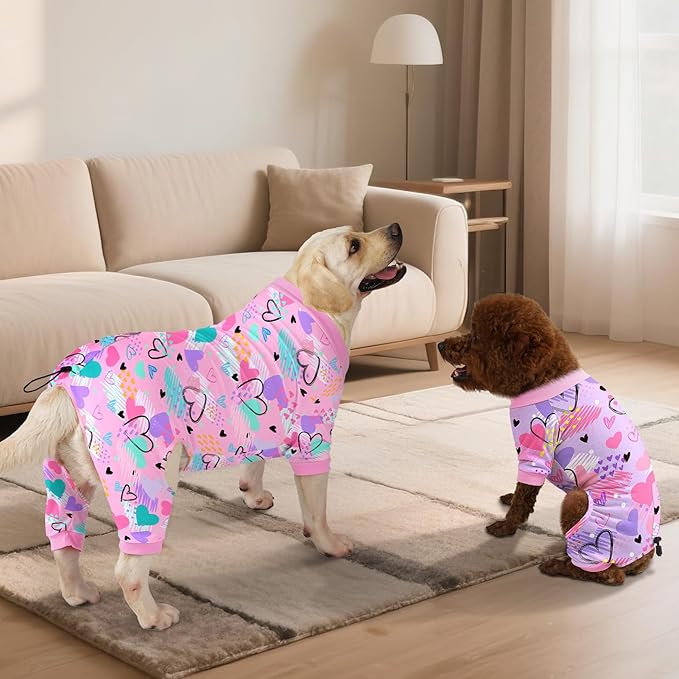 Glittme 2PACK Dog Pajamas Soft Dogs Clothes for Small Medium Dogs Elastic Cats Apparel Breathable Dog Pjs for Puppy