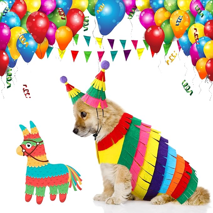 Halloween Pinata Dog Costume Mexican Dog Costume Halloween Cosplay Outfits Cute Clothes Adjustable Dress up Apparel Accessories for Small Medium Large Dogs(L, 19-30 LB)