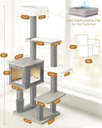 Maine Coon Cat Tree for Large Cats, Modern Cat Tree Tower with Plush Platforms, Heavy Duty Cat Trees for Indoor Cats Large Adult, Gray Sisal Posts, Scratching Post for Indoor Cats