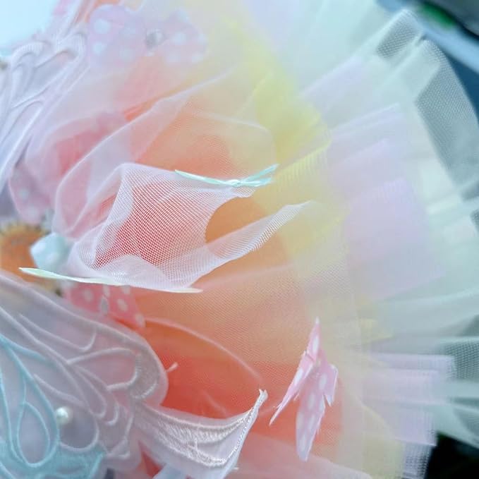 Dog Princess Dress,Summer Thin Cat Rainbow Butterfly Pettiskirt Cute Pet Clothes Chihuahua Teddy Dress Pet Supplies (M)