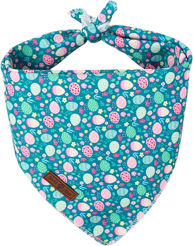 Lionet Paws Easter Dog Bandana for Medium Large Dogs,Green Dog Kerchief Eggs Dogs Triangle Bibs Scarf for Girl or Boy