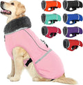 QBLEEV Warm Dog Coat Reflective Dog Jacket, Waterproof Dog Winter Coat Turtleneck Dog Clothes for Cold Weather, Thick Fleece Dog Snowsuit Christmas Dog Vest Pet Apparel for Small Medium Large Dogs S