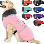 QBLEEV Warm Dog Coat Reflective Dog Jacket, Waterproof Dog Winter Coat Turtleneck Dog Clothes for Cold Weather, Thick Fleece Dog Snowsuit Christmas Dog Vest Pet Apparel for Small Medium Large Dogs S