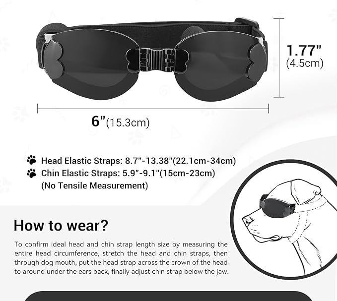 PETLESO Dog Goggles Large Breeds, UV Protection Dog Sunglasses, Outdoor Activities Hiking/Camping Windproof Adjustable Doggy Glasses for Medium to Large Pet Eyewear