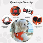 Joytale Small Dog Harness, Breathable Mesh Step-in Vest, Reflective Soft Padded Harnesses Small Sized Dog for Walking, Orange, S