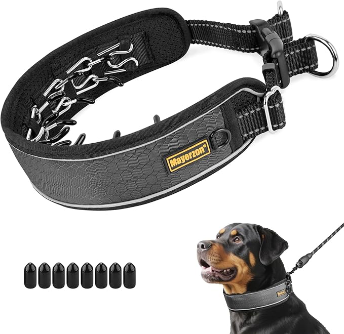Mayerzon Patented No Pull Collar for Small Medium Large Dogs Beagle German Shepherd Rottweiler, Martingale Anti Pull Dog Collar with Buckle for Walking Training, Reflective, Adjustable, Waterproof