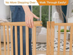 YOCAN Paint-Free Wooden Freestanding Dog Gates with Door for The House,Doorways, Stairs,Wood Dog Fences Indoor Pet Gate,Step Over Fence-4 Panel