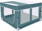 Dog Kitten Playpen with Cover, 42x42 x25.5 Puppy Playpen for Small Pet with See-Through Topper Proof, Green