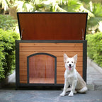 Outdoor Dog House with Door Weatherproof Dog Kennel Chew-Proof Metal Frame Openable Roof for Easy Cleaning