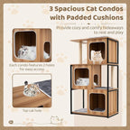 Tangkula Modern Cat Tree, 52 Inch Wooden Cat Condos with Metal Frame, Sisal Scratching Posts & Board, Washable Cushions, Multi-Level Cat Tower for Indoor Cats & Kittens (Natural)