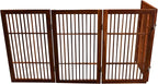 Urnporium Pet Dog Gate Freestanding, Strong Durable Folding Wooden Fence, Portable Acacia Hardwood Safety Barrier for Indoor & Outdoor Use (Brown Pet Gate, 4 Panel 30" Tall)