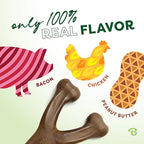 Small 3-Pack, Benebone Wishbone Durable Dog Chew Toy for Aggressive Chewers, Real Bacon, Chicken, Peanut Butter, Made in USA, Variety Pack