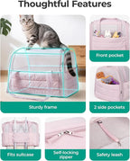 BAGSMART Cat Carrier: Soft-Sided Pet Carrier for Small Medium Cats Dogs Puppy Quilted Collapsible Puffy Travel Bag Up to 20 Lbs Pink