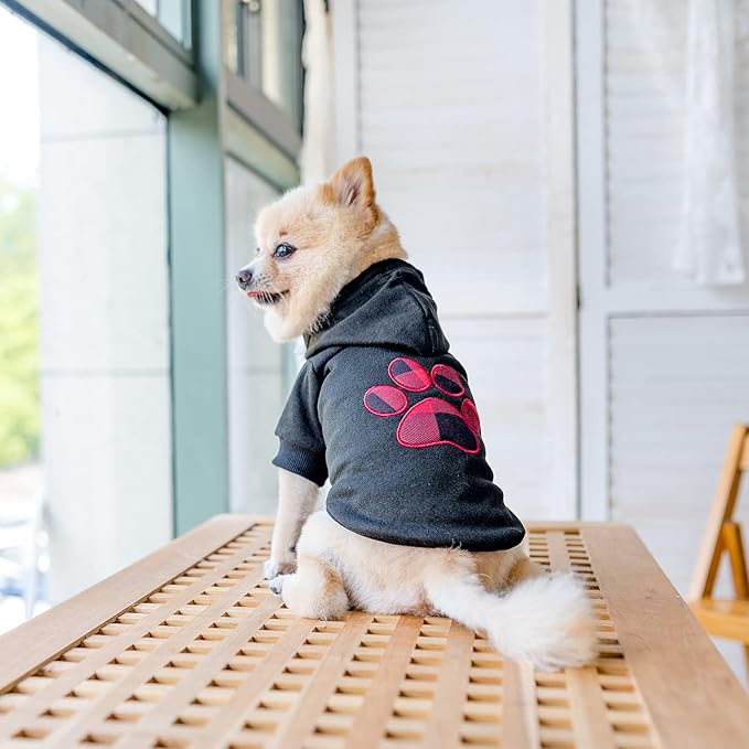 KOOLTAIL Plaid Dog Hoodie Pet Clothes Sweater with Hat and Pocket for Small Medium Large Size Dogs, Soft Winter Warm Dog Cold Weather Coat, Fleece Fall Dog Hooded Sweatshirt for Puppy Cats, Black S