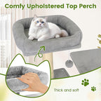 PETSITE Multi-Level Cat Tree, 75 Inches Tall with Sisal Scratching Posts, 2 Condos, Hammock, Dangling Balls, and Cozy Top Perch, Ideal for Indoor Cats to Play and Rest (Grey)