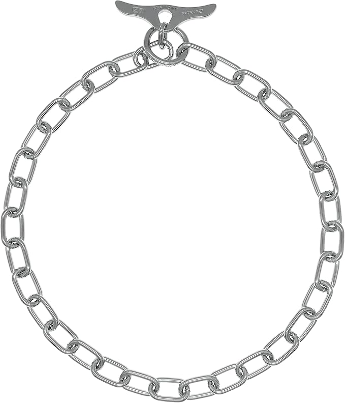 Herm Sprenger Chrome Plated Steel Fur Saver Dog Collar with Medium Links and Toggle Closure Professional Training Collar for Small Medium Large Dogs Correction Slip Chain Made in Germany (24in (60cm))
