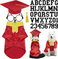 5 Pcs Dog Graduation Costume Set Include 2026 Pet Graduation Gown with Stole Puppy Grad Cap Lensless Glasses DIY Letter Stickers for Dogs Cats Holiday Costume Accessory(Red Yellow,XL)