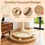 Cat Scratcher Round Natural Sisal Scratching Pad Interactive Scratcher Toys for Indoor Small Cats and Kitten Chasing Hunting Mental Physical Exercise Puzzle